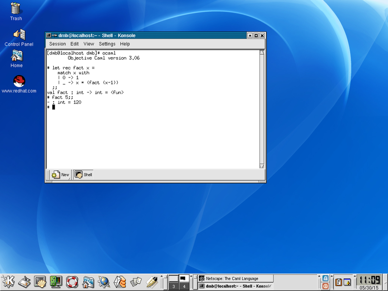 A simple OCaml code example in the REPL