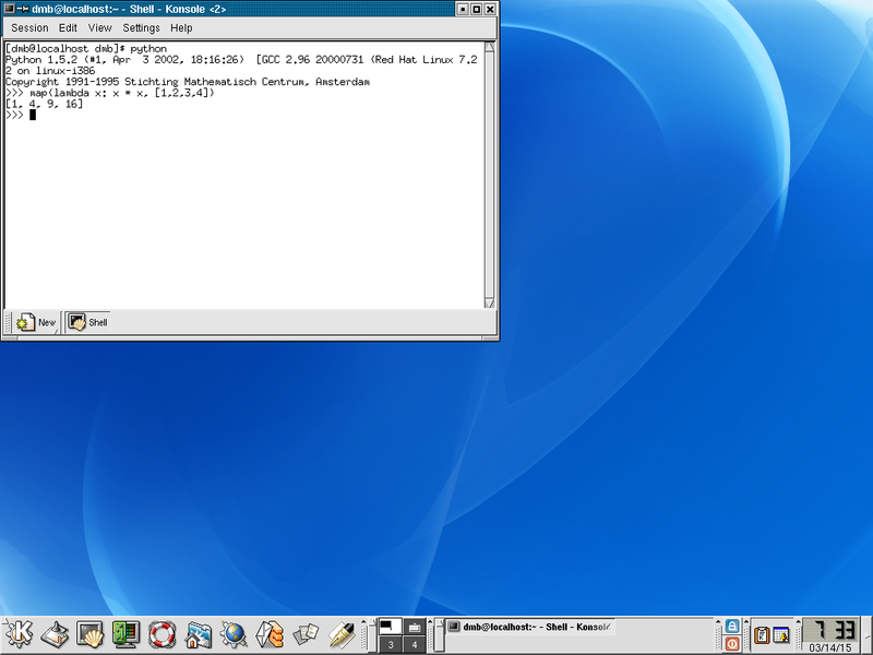 A simple Python code example in the REPL