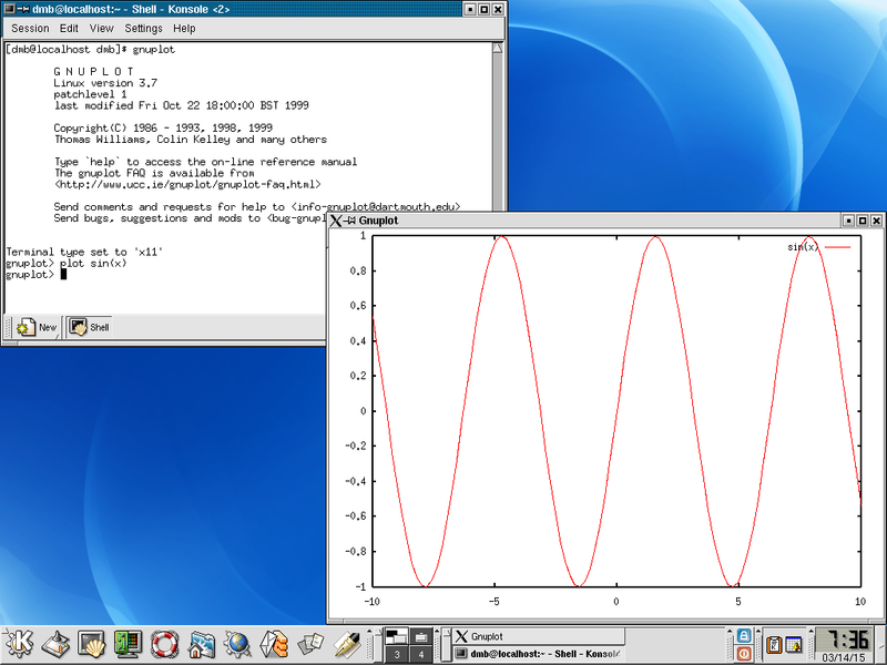 Gnuplot displaying a sine plot in the X terminal