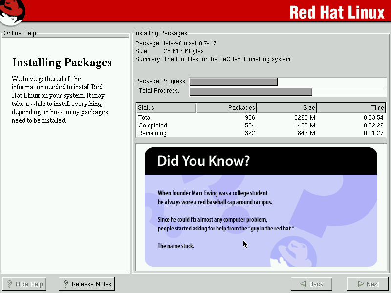 RedHat history bit (Marc Ewing and his red hat)