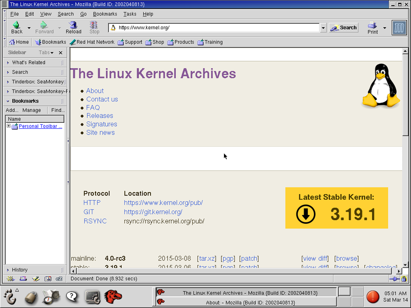 kernel.org website displayed in Mozilla