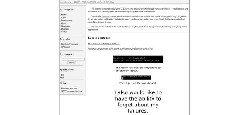 Website screenshot from 2010